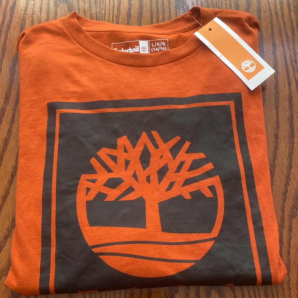 NWT Timberland Long Sleeve Shirt Boys 14-16 Rusty Orange